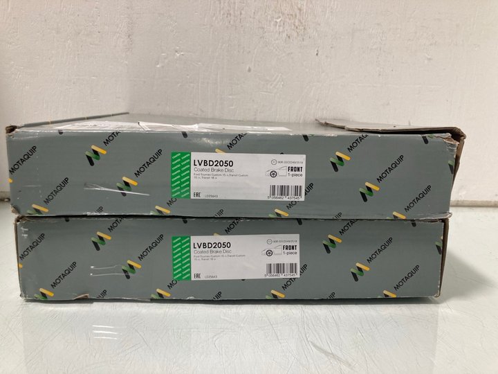 Lot 606  
            Marchington SR12 - Parcel Delivery Only 

                
2X MOTAQUIP COATED BRAKE DISC FOR FORD MODEL :LVBD2050: LOCATION - I5
