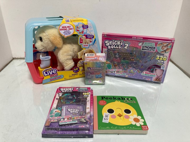 Lot 617  
            Marchington SR12 - Parcel Delivery Only 

                
QTY OF ASSORTED CHILDRENS TOYS TO INCLUDE LITTLE LIVE PETS OUCHIES: LOCATION - I4
