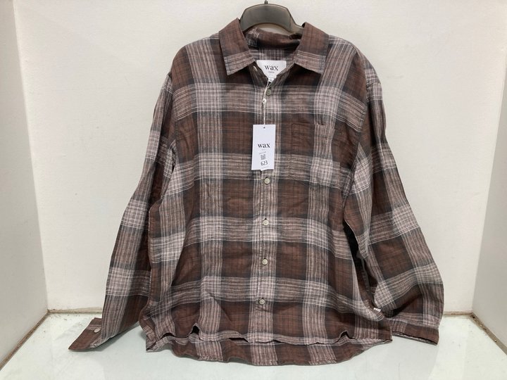 Lot 623  
            Marchington SR12 - Parcel Delivery Only 

                
WAX LONDON JAUNT LONG SLEEVE SHIRT IN BROWN CHECK - UK SIZE: LARGE: LOCATION - I4