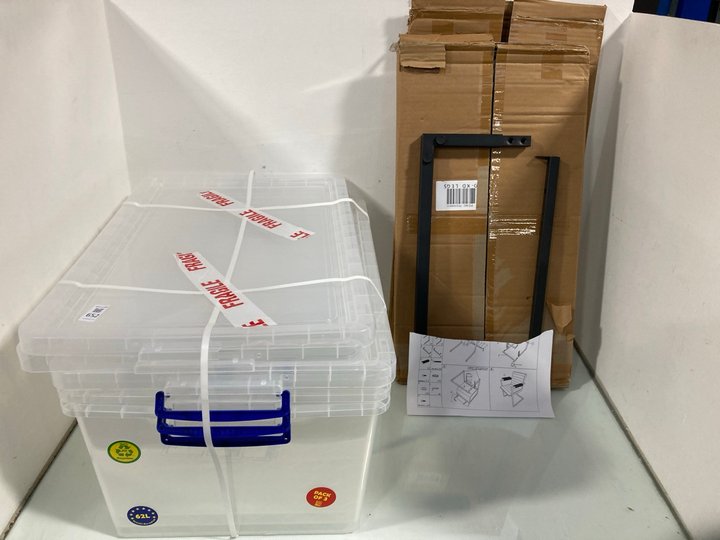 Lot 652  
            Marchington SR12 - Parcel Delivery Only 

                
QTY OF ASSORTED HOUSEHOLD ITEMS TO INCLUDE 62 LITRE CLEAR STORAGE BOX WITH LID: L...