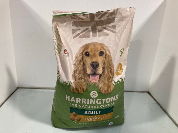 Lot 654  
            Marchington SR12 - Parcel Delivery Only 

                
HARRINGTONS THE NATURAL CHOICE ADULT DOG FOOD IN TURKEY AND VEG 15KG - BB: 12/26:...