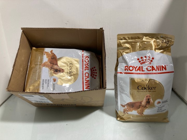 Lot 724  
            Marchington SR12 - Parcel Delivery Only 

                
3 X ASSORTED PET FOOD ITEMS TO INCLUDE ROYAL CANIN ADULT COCKER DRY DOG FOOD 3KG ...
