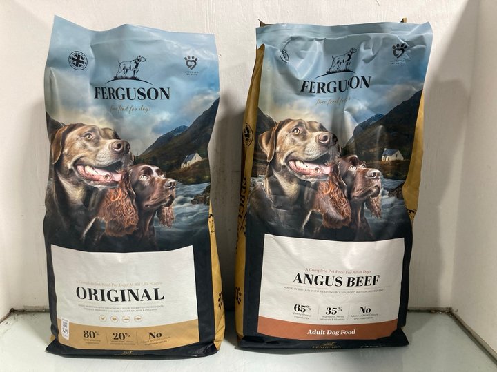 Lot 725  
            Marchington SR12 - Parcel Delivery Only 

                
FERGUSON ORIGINAL DRY DOG FOOD 12KG - BB: 05/27 TO INCLUDE FERGUSON ANGUS BEEF DR...