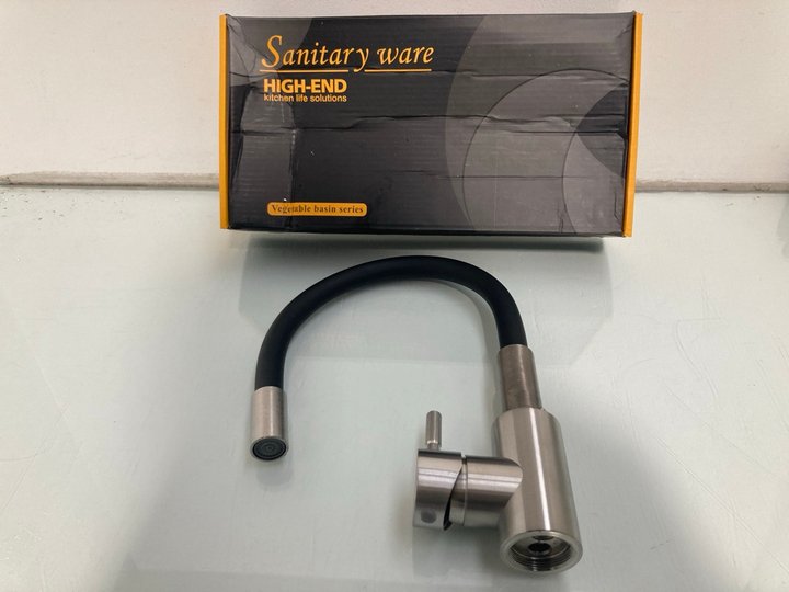 Lot 76  
            Marchington SR12 - Parcel Delivery Only 

                
KITCHEN MIXER TAP WITH FLEXIBLE SILICONE HOSE BLACK AND STAINLESS STEEL: LOCATION...