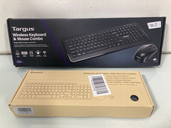 Lot 771  
            Marchington SR12 - Parcel Delivery Only 

                
TARGUS WIRELESS KEYBOARD & MOUSE COMBO TO INCLUDE CIMETECH WIRELESS KEYBOARD AND ...