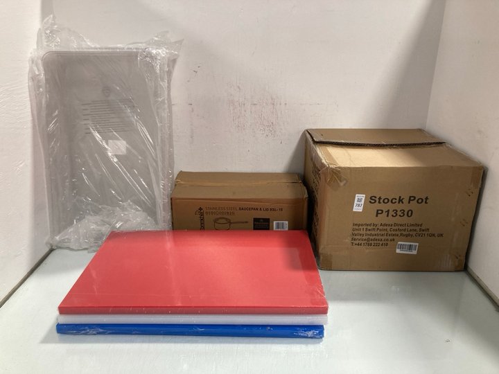 Lot 787  
            Marchington SR12 - Parcel Delivery Only 

                
QTY OF ASSORTED HOUSEHOLD ITEMS TO INCLUDE 3 X COMMERCIAL CHOPPING BOARDS IN WHIT...