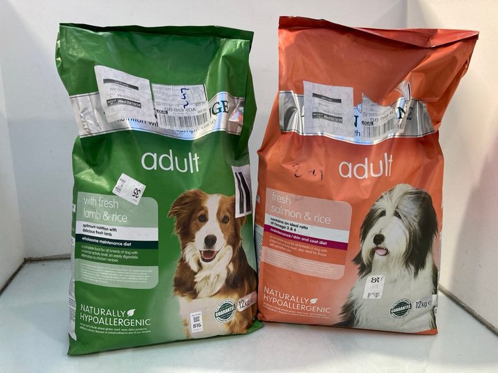 Lot 816  
            Marchington SR12 - Parcel Delivery Only 

                
2 X PACKS OF ARDEN GRANGE 12KG HYPOALLERGENIC SALMON & RICE/LAMB & RICE ADULT DOG...