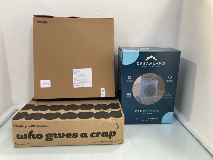 Lot 828  
            Marchington SR12 - Parcel Delivery Only 

                
3 X ASSORTED ITEMS TO INCLUDE DREAMLAND PROTECTION FAN HEATER: LOCATION - H6