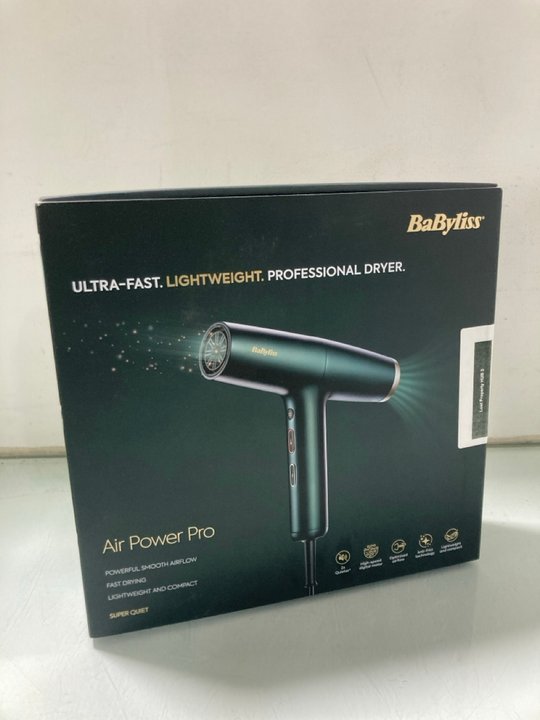 Lot 851  
            Marchington SR12 - Parcel Delivery Only 

                
BABYLISS AIR POWER PRO HAIR DRYER - ORIGINAL RRP £100.00: LOCATION - H8