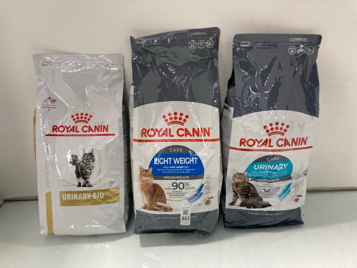 Lot 863  
            Marchington SR12 - Parcel Delivery Only 

                
3 X PACKS OF ASSORTED ROYAL CANIN CAT BISCUITS TO INCLUDE 2KG URINARY CAT BISCUIT...
