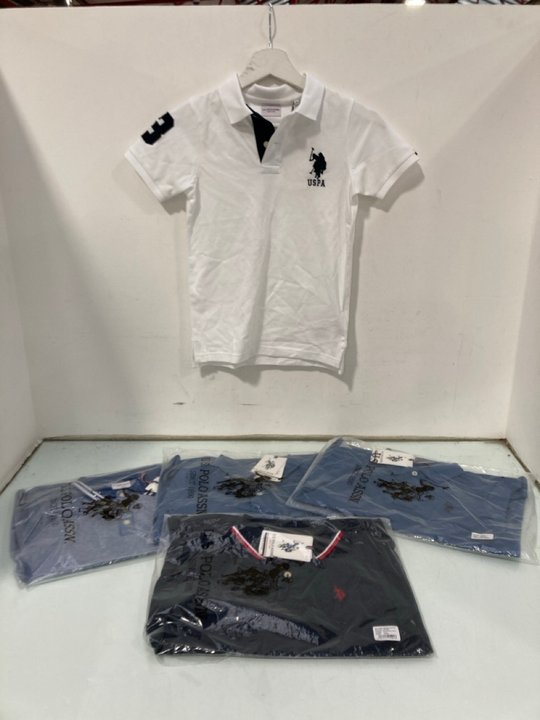 Lot 871  
            Marchington SR12 - Parcel Delivery Only 

                
5 X CHILDRENS U.S POLO ASSN POLO TOPS IN VARIOUS COLOURS & SIZES TO INCLUDE WHITE...