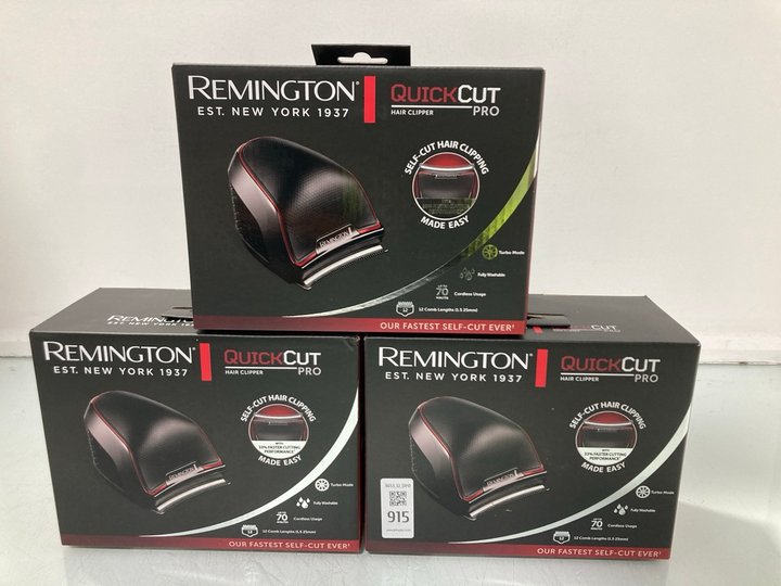 Lot 915  
            Marchington SR12 - Parcel Delivery Only 

                
3 X REMINGTON QUICK CUT PRO HAIR CLIPPERS: LOCATION - H12