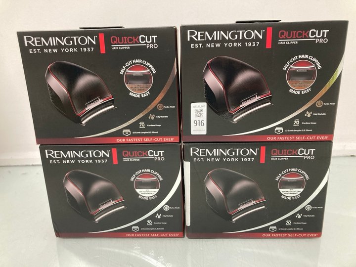 Lot 916  
            Marchington SR12 - Parcel Delivery Only 

                
4 X REMINGTON QUICK CUT PRO HAIR CLIPPERS: LOCATION - H12