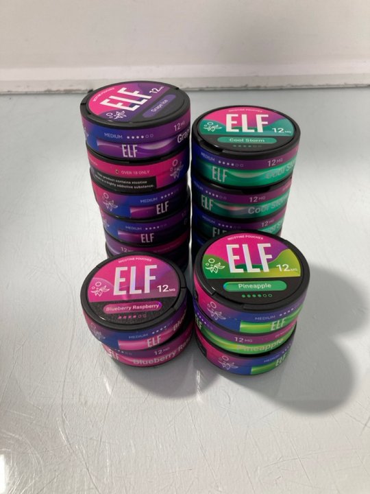 Lot 921  
            Marchington SR12 - Parcel Delivery Only 

                
QTY OF ELF 12MG NICOTINE POUCHES IN VARIOUS FLAVOURS TO INCLUDE GRAPE ICE - (18+ ...
