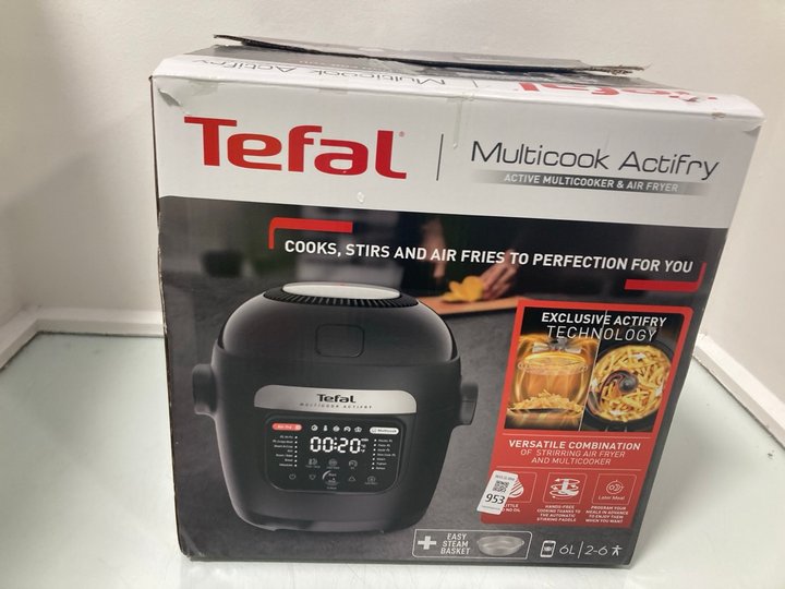 Lot 953  
            Marchington SR12 - Parcel Delivery Only 

                
TEFAL MULTICOOK ACTIFRY 6L MULTI COOKER & AIR FRYER: LOCATION - H14