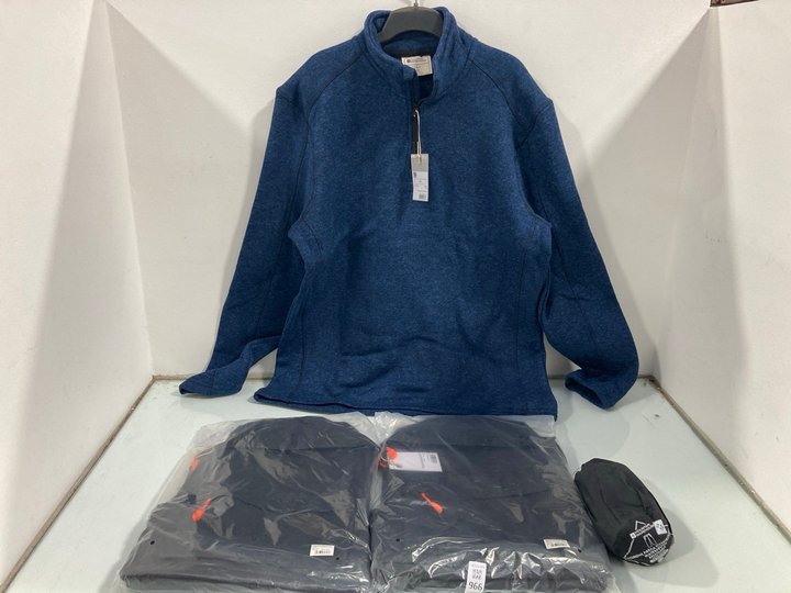 Lot 966  
            Marchington SR12 - Parcel Delivery Only 

                
4 X ASSORTED CLOTHING ITEMS TO INCLUDE MOUNTAIN WAREHOUSE IDRIS FLATLOCK HALF ZIP...