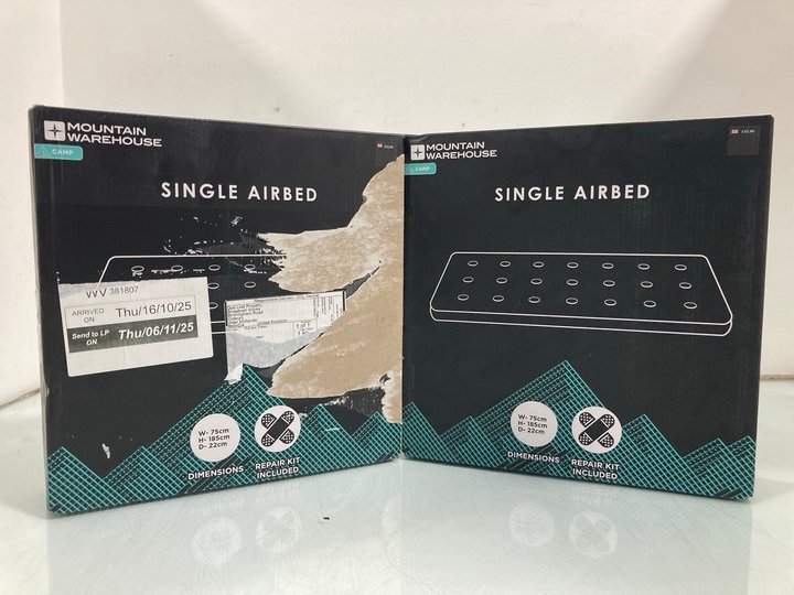 Lot 972  
            Marchington SR12 - Parcel Delivery Only 

                
2 X MOUNTAIN WAREHOUSE SINGLE AIRBEDS: LOCATION - H15