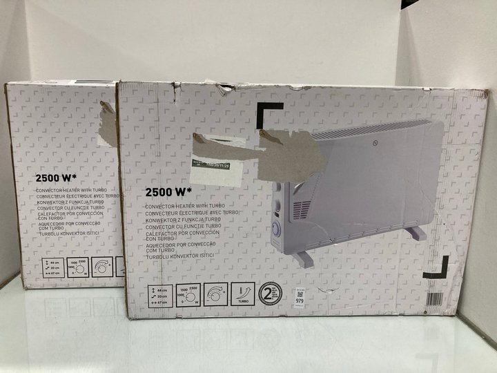 Lot 979  
            Marchington SR12 - Parcel Delivery Only 

                
2 X 2500W CONVECTOR HEATERS WITH TURBO: LOCATION - H15