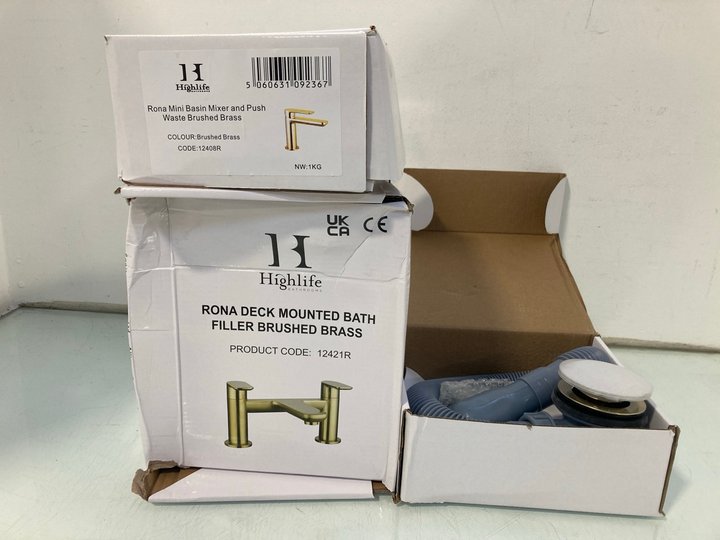 Lot 986  
            Marchington SR12 - Parcel Delivery Only 

                
3 X ASSORTED BATHROOM ITEMS TO INCLUDE RONA DECK MOUNTED BATH MIXER TAP IN BRUSHE...