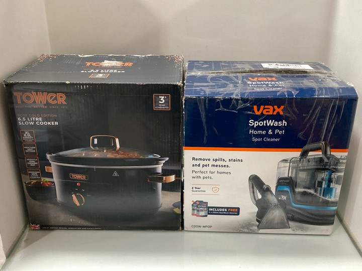 Lot 1023  
            Marchington SR11 - Parcel Delivery Only 

                
2 X ASSORTED HOME APPLIANCES TO INCLUDE TOWER ROSE GOLD EDITION 6.5L SLOW COOKER:...