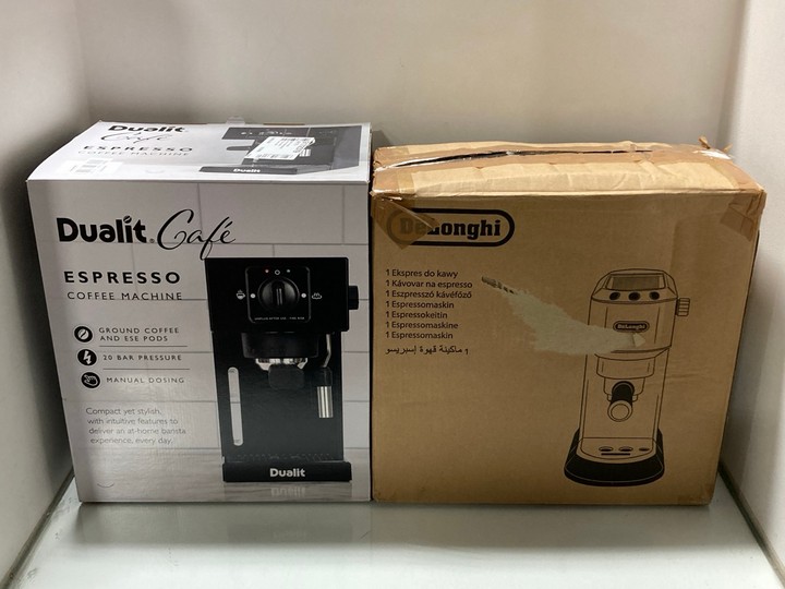 Lot 1049  
            Marchington SR11 - Parcel Delivery Only 

                
2 X ASSORTED HOME KITCHEN APPLIANCES TO INCLUDE DUALIT CAFE ESPRESSO COFFEE MACHI...