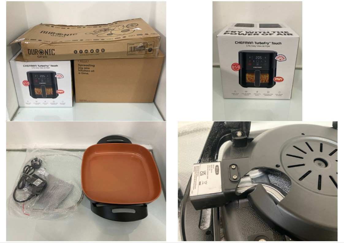 Lot 1068  
            Marchington SR11 - Parcel Delivery Only 

                
3 X ASSORTED ITEMS TO INCLUDE CHEFMAN TURBOFRY TOUCH 3.75L EASY VIEW AIR FRYER: L...