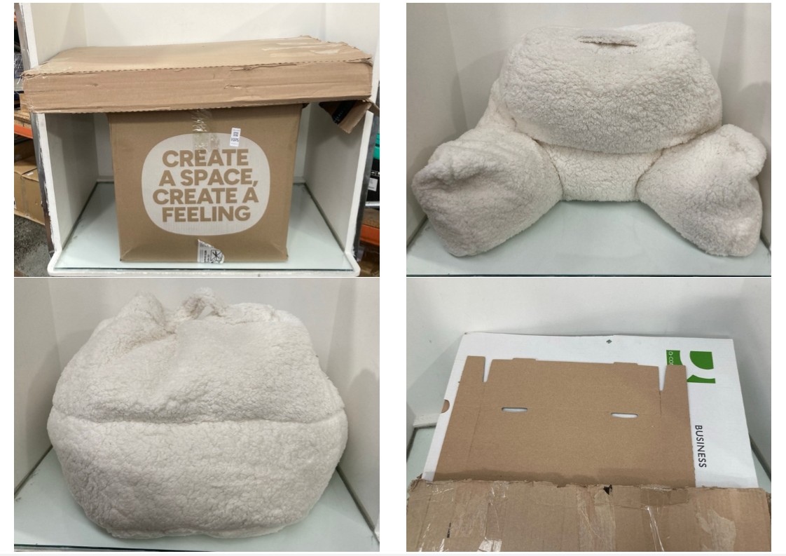 Lot 1076  
            Marchington SR11 - Parcel Delivery Only 

                
2 X ASSORTED ITEMS TO INCLUDE ICON SMALL BEANBAG IN IVORY BOUCLE STYLE FABRIC: LO...