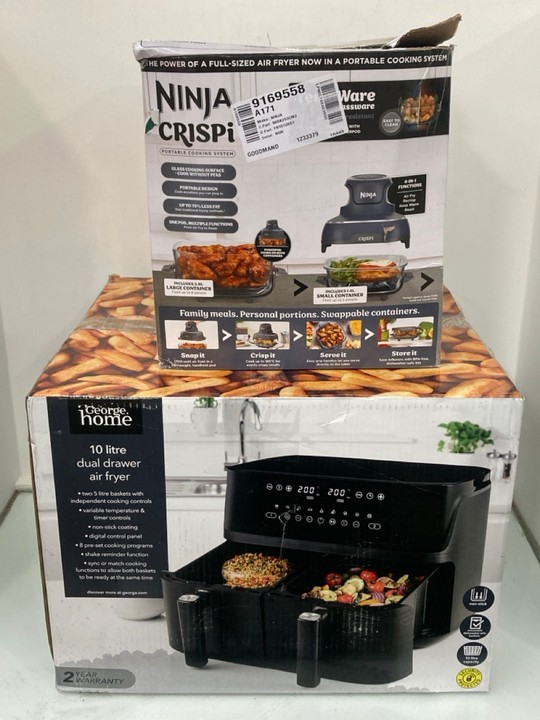 Lot 1079  
            Marchington SR11 - Parcel Delivery Only 

                
2 X ASSORTED HOME KITCHEN APPLIANCES TO INCLUDE NINJA CRISPY PORTABLE COOKING SYS...