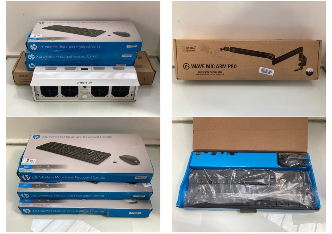 Lot 1109  
            Marchington SR11 - Parcel Delivery Only 

                
QTY OF ASSORTED TECH ITEMS TO INCLUDE HP 230 WIRELESS MOUSE AND KEYBOARD SET: LOC...