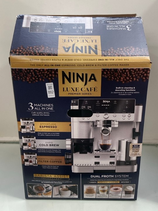 Lot 1112  
            Marchington SR11 - Parcel Delivery Only 

                
NINJA LUXE CAFE PREMIER SERIES COFFEE MACHINE - ORIGINAL RRP £549: LOCATION - CR11