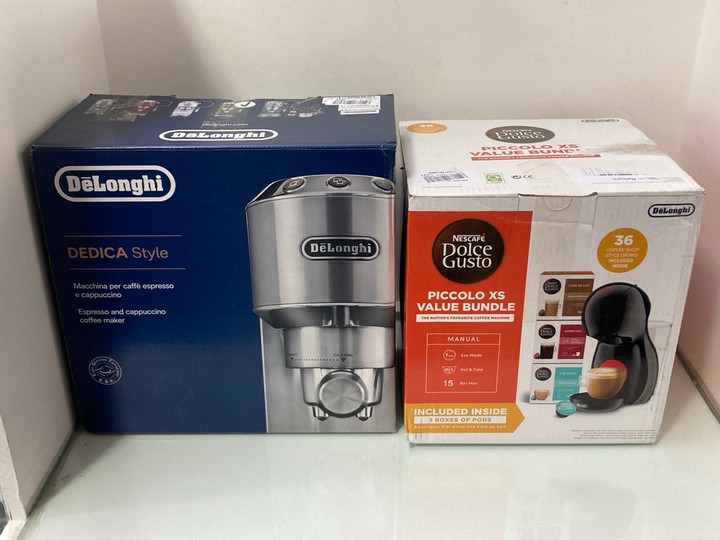 Lot 1123  
            Marchington SR11 - Parcel Delivery Only 

                
2 X ASSORTED HOME KITCHEN APPLIANCES TO INCLUDE DELONGHI NESCAFE DOLCE GUSTO PICC...