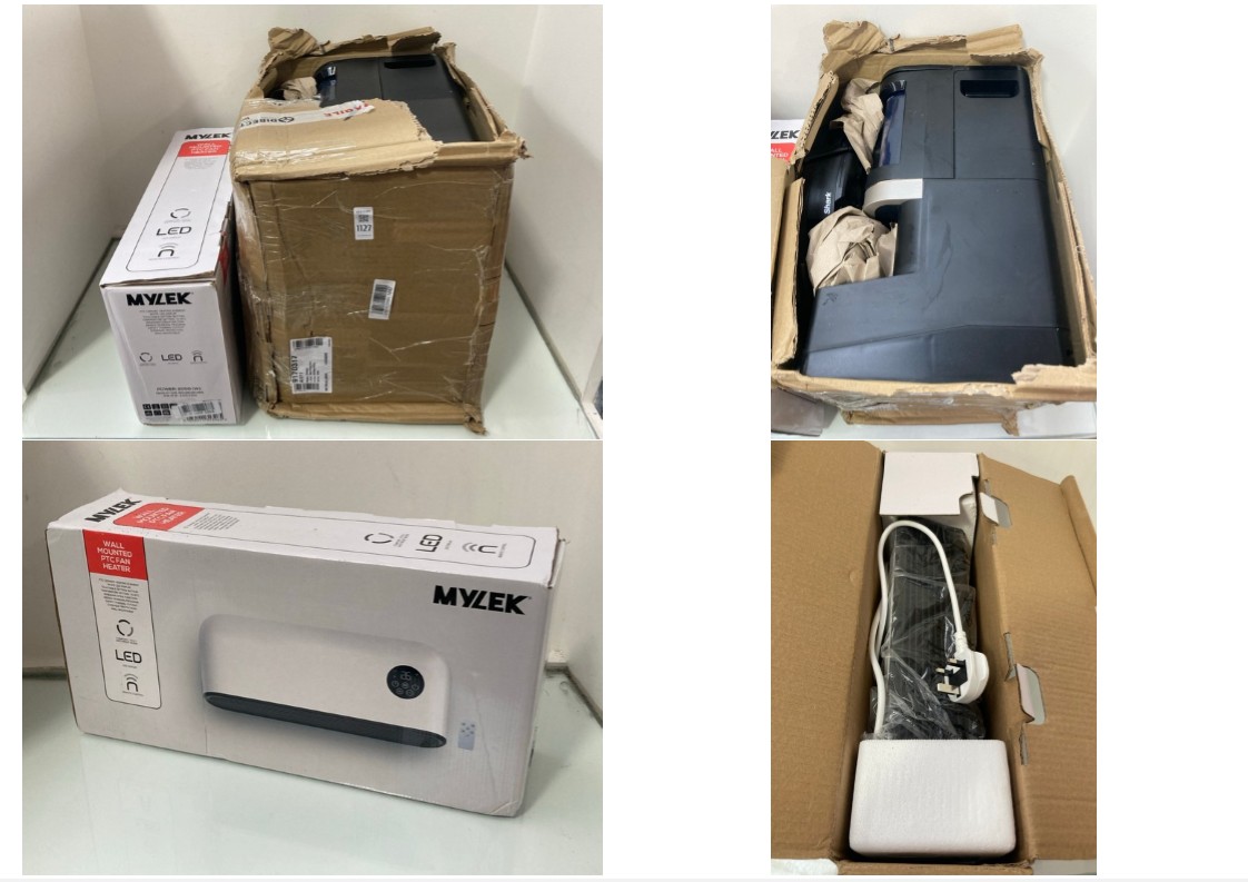 Lot 1127  
            Marchington SR11 - Parcel Delivery Only 

                
2 X ASSORTED HOME APPLIANCES TO INCLUDE MYLEK PTC CERAMIC WALL MOUNTED HEATER: LO...