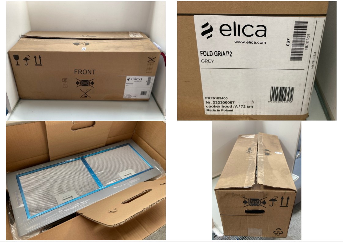 Lot 1136  
            Marchington SR11 - Parcel Delivery Only 

                
ELICA COOKER HOOD IN GREY : MODEL FOLD GR/A/72: LOCATION - CR8