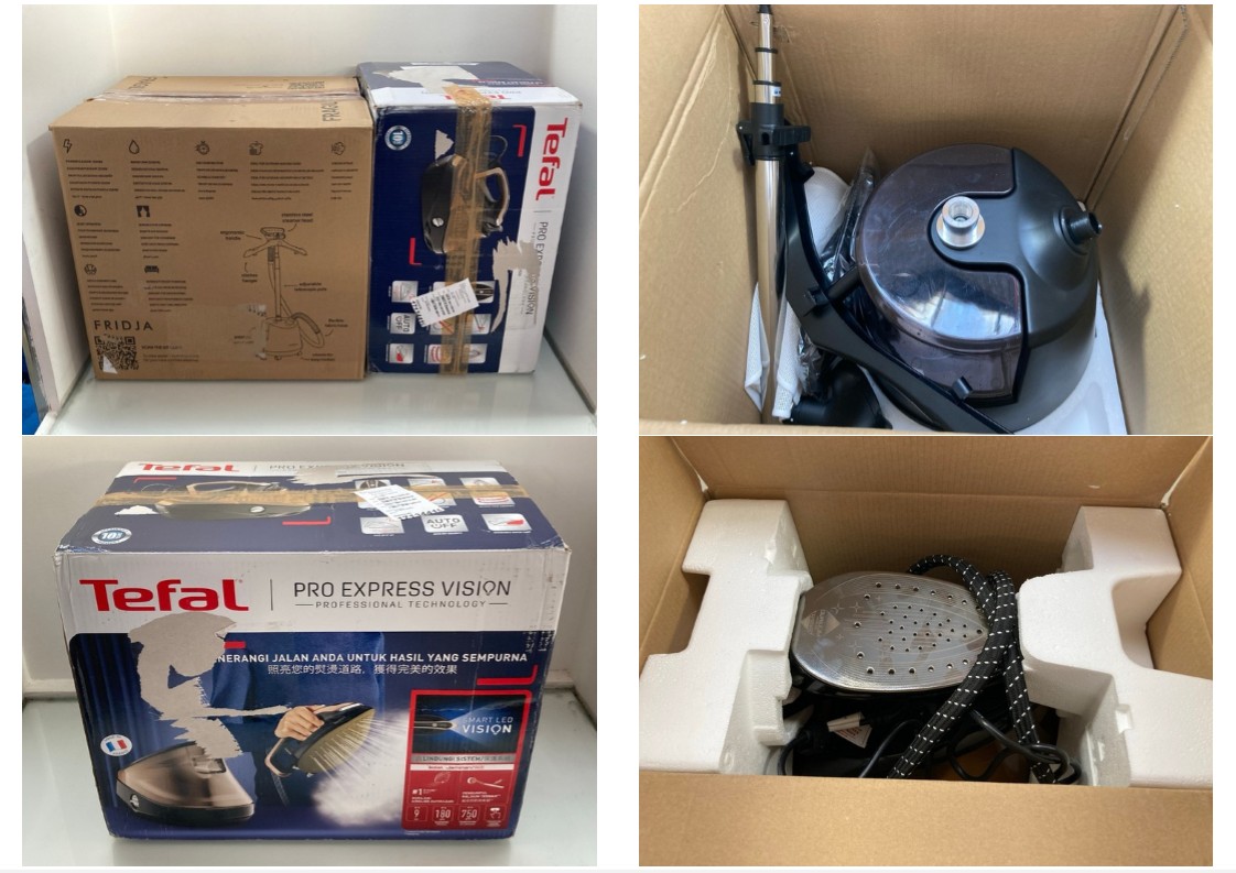 Lot 1144  
            Marchington SR11 - Parcel Delivery Only 

                
2 X ASSORTED HOME APPLIANCES TO INCLUDE TEFAL PROFESSIONAL VISION STEAM GENERATOR...