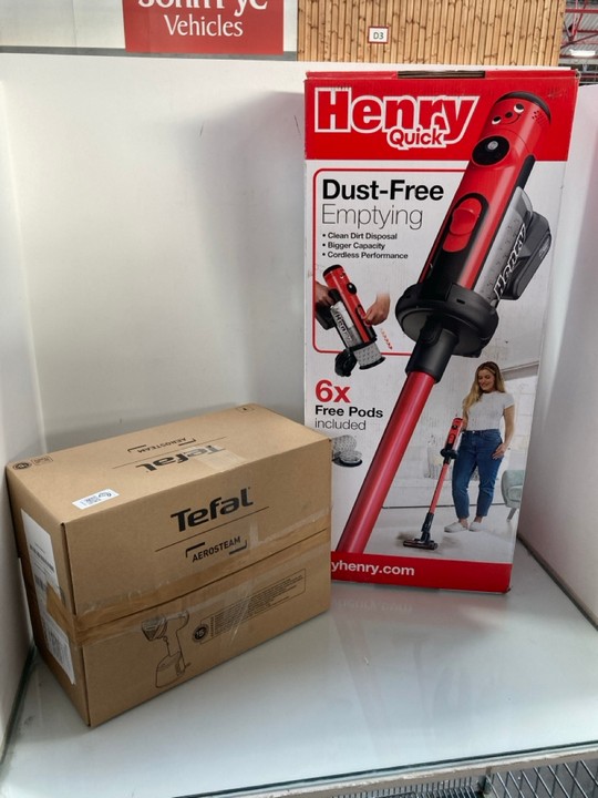 Lot 1145  
            Marchington SR11 - Parcel Delivery Only 

                
2 X ASSORTED HOME APPLIANCES TO INCLUDE HENRY QUICK CORDLESS STICK VACUUM CLEANER...