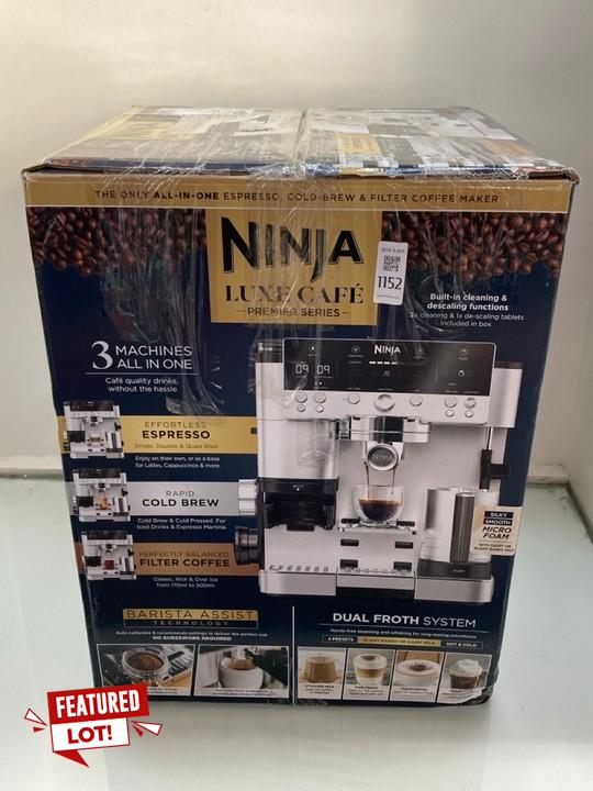 Lot 1152  
            Marchington SR11 - Parcel Delivery Only 

                
NINJA LUXE CAFE PREMIER SERIES COFFEE MACHINE - ORIGINAL RRP £549: LOCATION - CR7