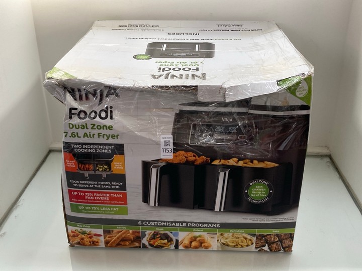 Lot 1153  
            Marchington SR11 - Parcel Delivery Only 

                
NINJA FOODI DUAL ZONE 7.6L AIR FRYER: LOCATION - CR7