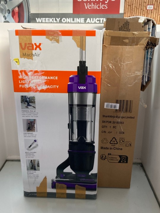 Lot 1156  
            Marchington SR11 - Parcel Delivery Only 

                
2 X ASSORTED HOME CLEANING APPLIANCES TO INCLUDE VAX MACH AIR CORDED UPRIGHT VACU...
