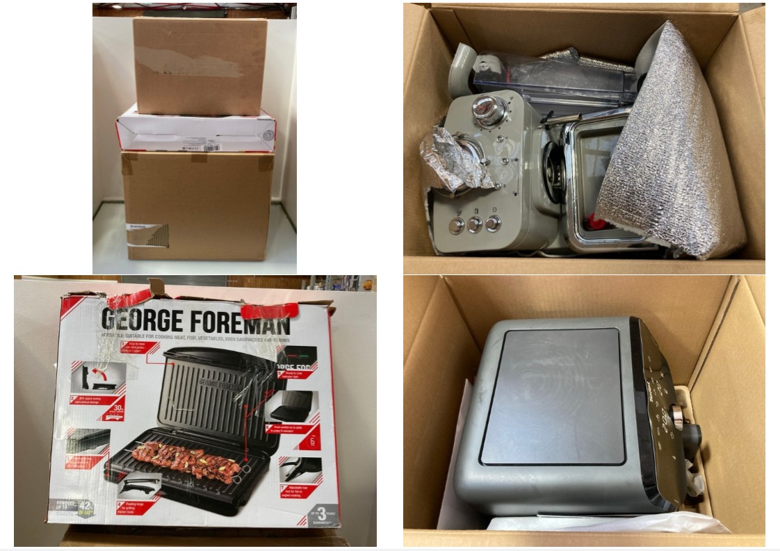 Lot 1162  
            Marchington SR11 - Parcel Delivery Only 

                
3 X ASSORTED ITEMS TO INCLUDE GEORGE FOREMAN HEALTH GRILL KITCHEN APPLIANCE: LOCA...