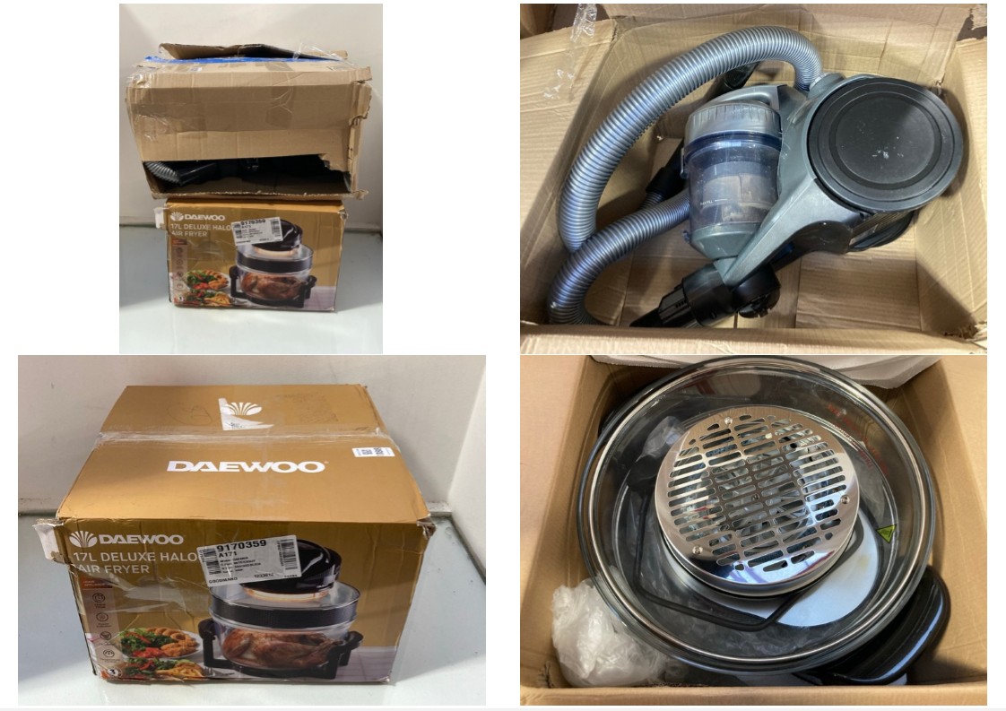 Lot 1188  
            Marchington SR11 - Parcel Delivery Only 

                
2 X ASSORTED HOME KITCHEN APPLIANCES TO INCLUDE DAEWOO 17L DELUXE HALOGEN AIR FRY...