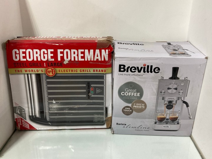 Lot 1201  
            Marchington SR11 - Parcel Delivery Only 

                
2 X ASSORTED HOME KITCHEN APPLIANCES TO INCLUDE BREVILLE BARISTA SLIMLINE ESPRESS...