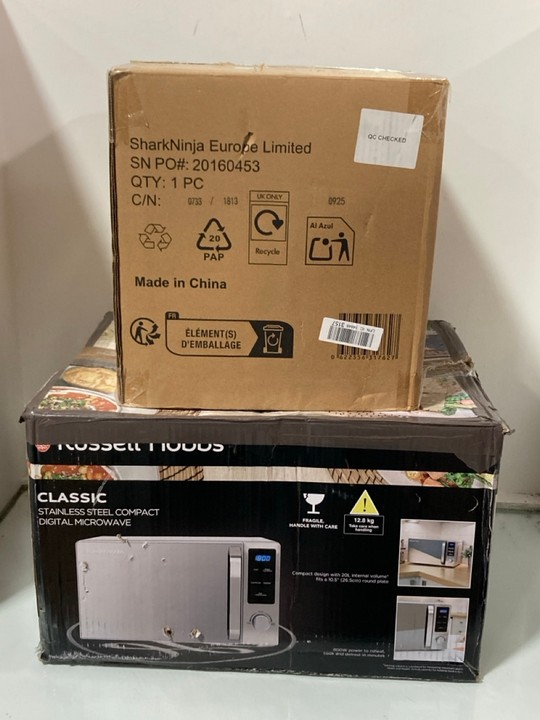 Lot 1203  
            Marchington SR11 - Parcel Delivery Only 

                
2 X ASSORTED HOME KITCHEN APPLIANCES TO INCLUDE RUSSELL HOBBS CLASSIC STAINLESS S...