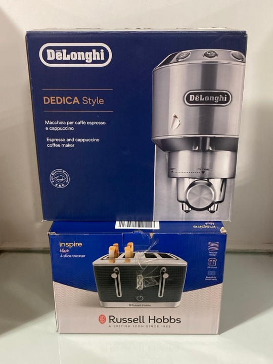 Lot 1212  
            Marchington SR11 - Parcel Delivery Only 

                
2 X ASSORTED HOME KITCHEN APPLIANCES TO INCLUDE DELONGHI DEDICA STYLE ESPRESSO CO...