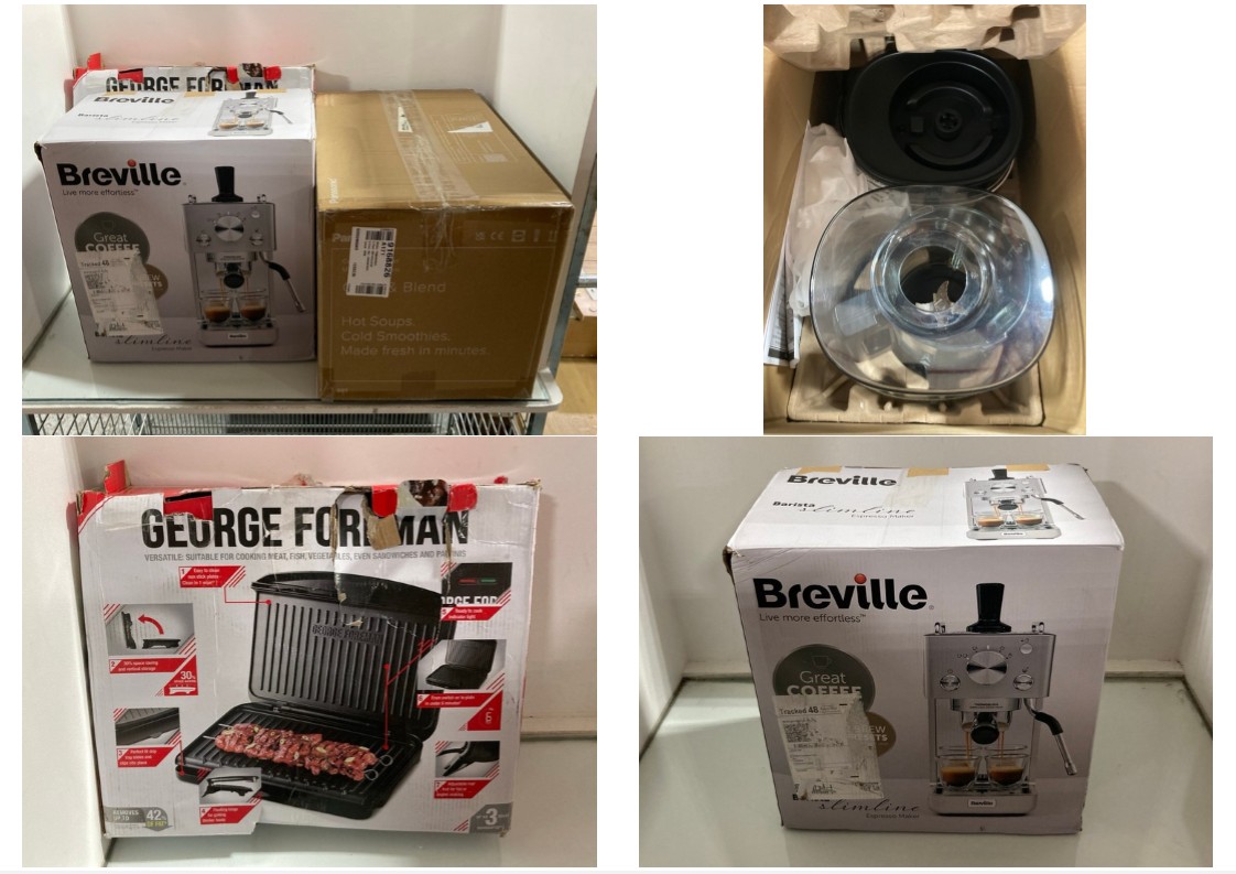 Lot 1219  
            Marchington SR11 - Parcel Delivery Only 

                
QTY OF ASSORTED HOME KITCHEN APPLIANCES TO INCLUDE GEORGE FOREMAN LARGE FIT HEALT...