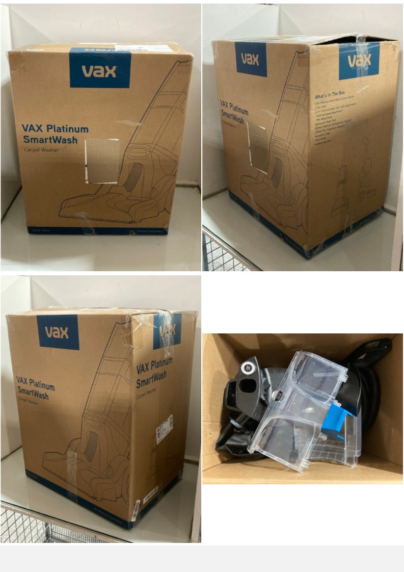 Lot 1222  
            Marchington SR11 - Parcel Delivery Only 

                
VAX PLATINUM SMARTWASH CARPET WASHER - ORIGINAL RRP £300: LOCATION - CR1