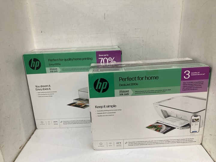 Lot 1283  
            Marchington SR11 - Parcel Delivery Only 

                
2 X ASSORTED HP HOME OFFICE PRINTERS TO INCLUDE ENVY 6120E PRINTER: LOCATION - B4