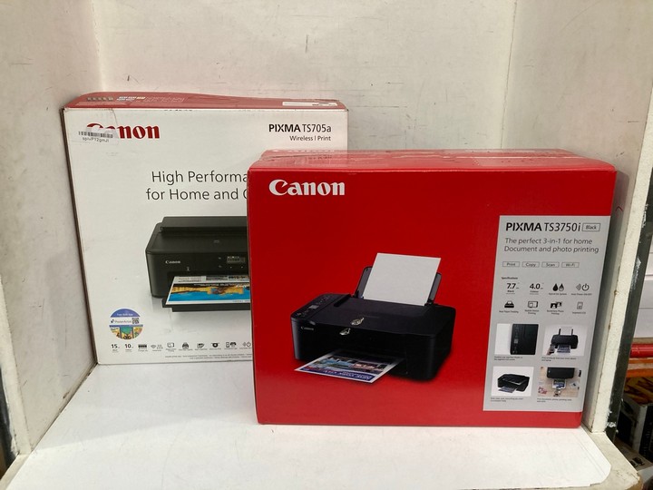 Lot 1284  
            Marchington SR11 - Parcel Delivery Only 

                
2 X ASSORTED CANON HOME OFFICE PRINTERS TO INCLUDE PIXMA TS3750I PRINTER IN BLACK...