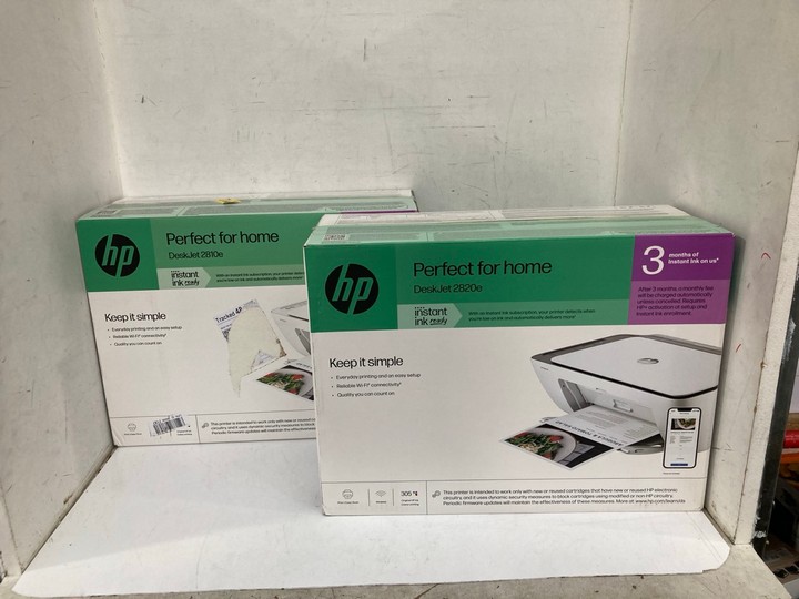 Lot 1285  
            Marchington SR11 - Parcel Delivery Only 

                
2 X ASSORTED HP HOME OFFICE PRINTERS TO INCLUDE DESKJET 2820E PRINTER: LOCATION - B4