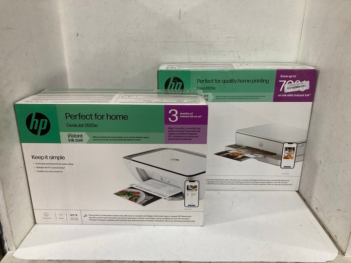 Lot 1294  
            Marchington SR11 - Parcel Delivery Only 

                
2 X ASSORTED HP HOME OFFICE PRINTERS TO INCLUDE ENVY 6120E PRINTER: LOCATION - B4