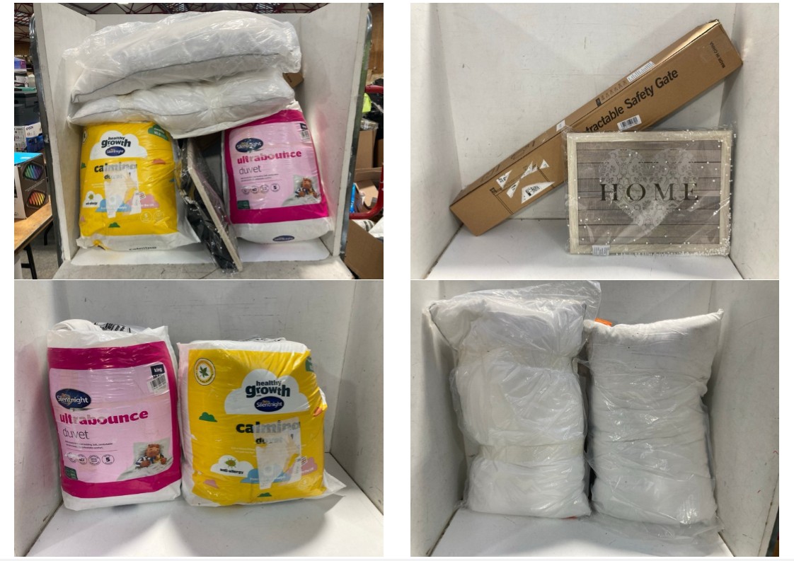 Lot 1314  
            Marchington SR11 - Parcel Delivery Only 

                
QTY OF ASSORTED HOMEWARE ITEMS TO INCLUDE SILENTNIGHT HEALTHY GROWTH CALMING DOUB...